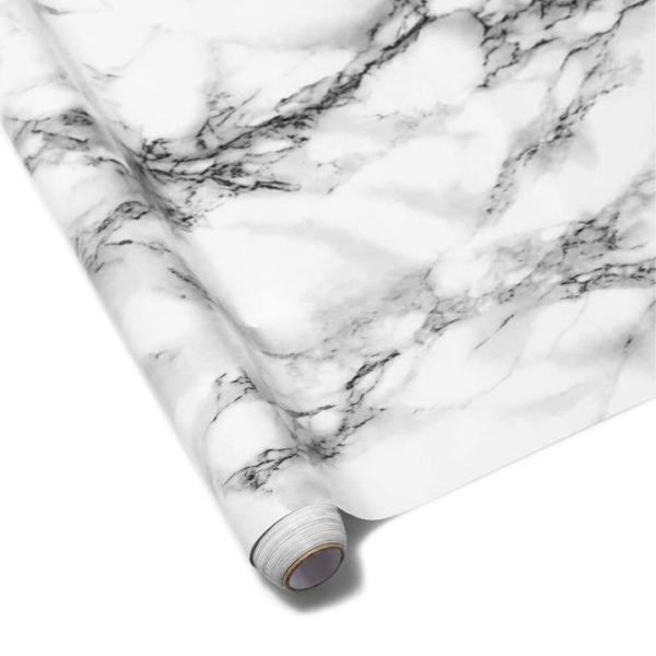 Self Adhesive White Marble Sheet Sticker For Kitchen, Cupboard, Wall – Anti Oil And Heat Resistant Wallpaper – 02 Meter